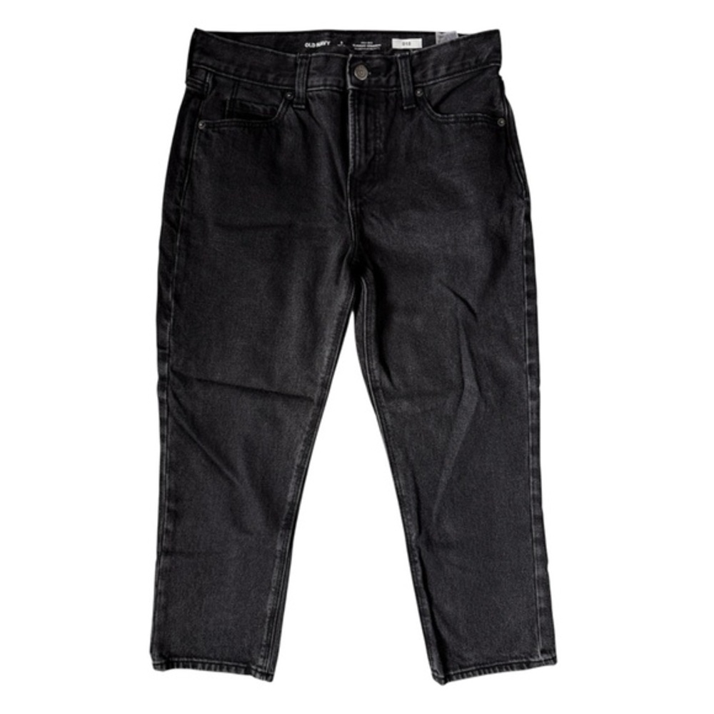 Old Navy Cropped High-Rise Slouchy Straight Jeans Washed Black 2P